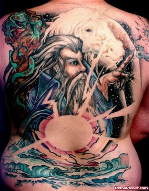 Amazing Colored Fantasy Tattoo On Back Body