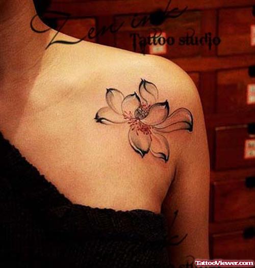 Fantasy Flower Tattoo On Left Shoulder