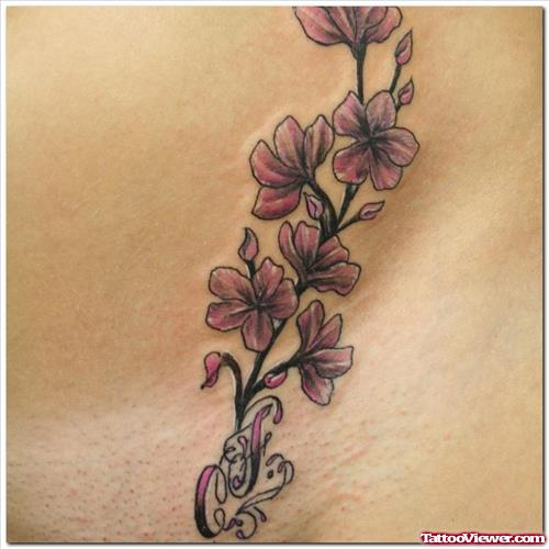 Color Flower Fantasy Tattoos On Hip