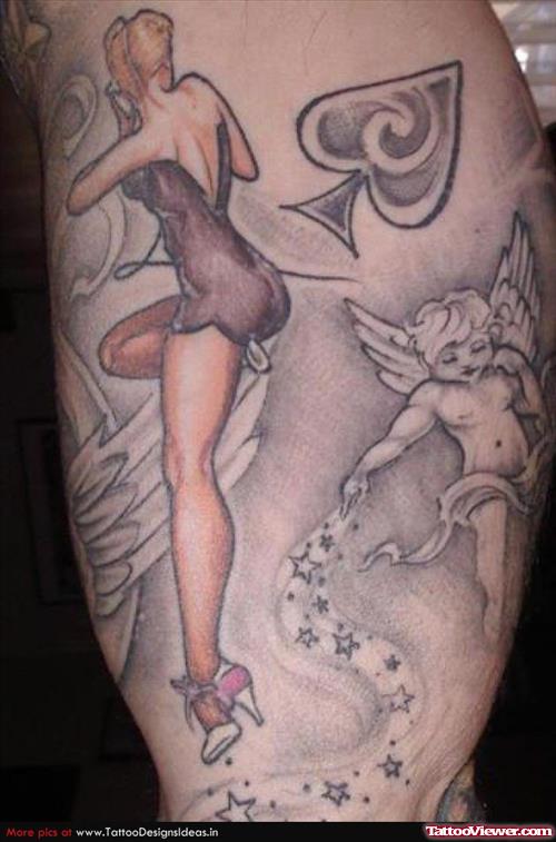 Cherub Angel Fantasy Tattoo On Bicep