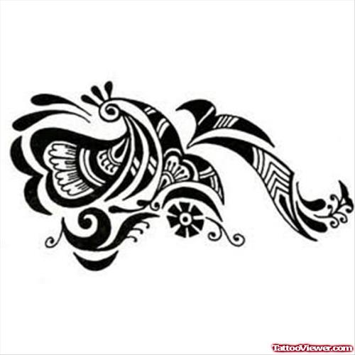 Black Tribal And Grey Ink Fantasy Tattoo Design