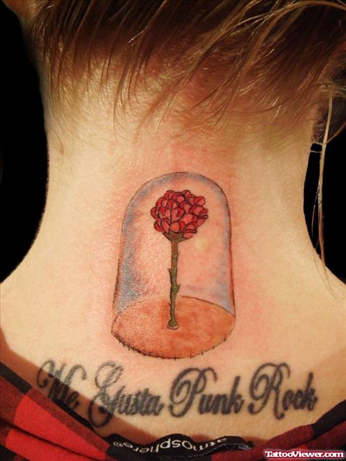Awesome Flower Fantasy Tattoo On Nape