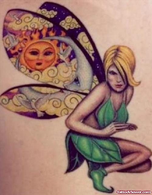 Amazing Colored Fairy Fantasy Tattoo