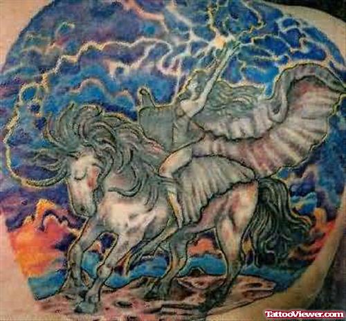 Riding Girl On Horse Fantasy Tattoo