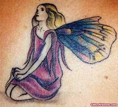 Sitting Angel Fantasy Tattoo