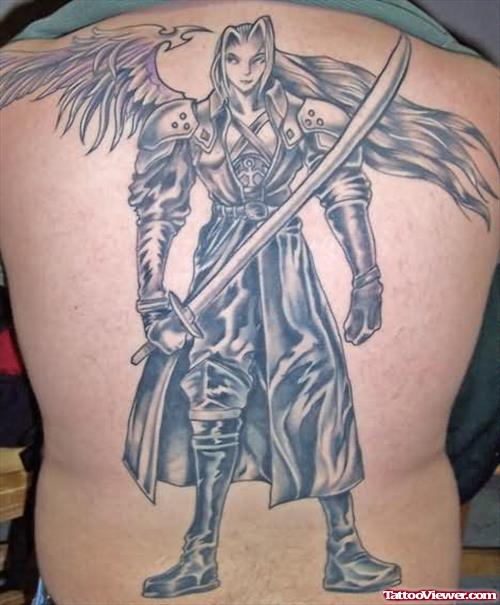 Fantasy Angel With Sword Tattoo