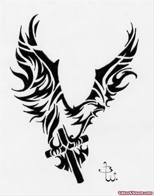 Angel Wings Cross Tattoo Sample