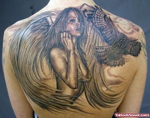 Angel Girl Tattoo On Full Back