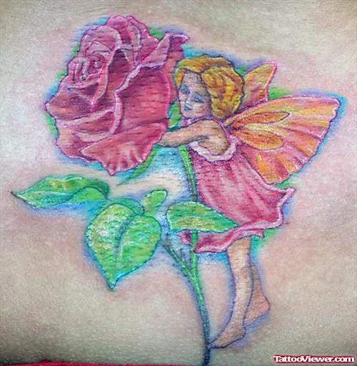 Rose And Fairy Fantasy Tattoo