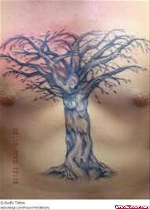 empty Tree Tattoo On Chest