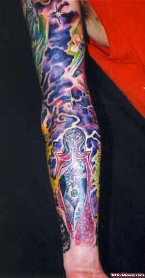 Colourful Fantasy Tattoo On Arm