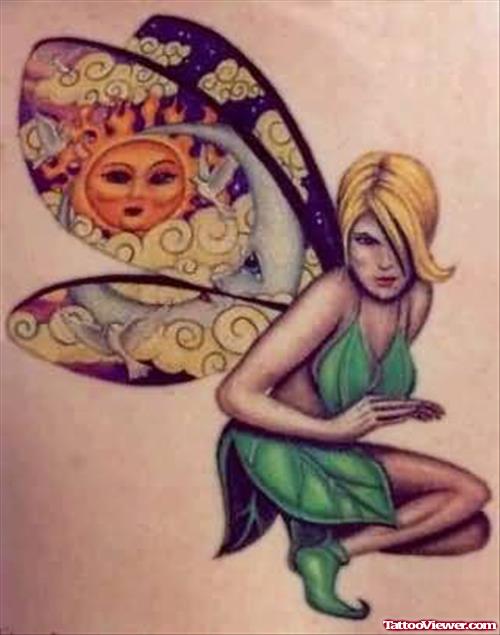 Angel Girl Fantasy Colourful Tattoo