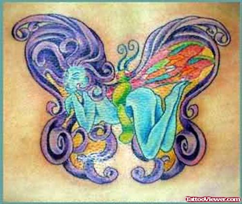 Lying Angel And Butterfly Design
