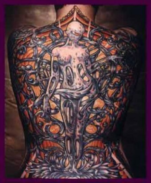Girl Full Back Fantasy Tattoo