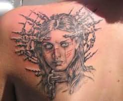 Devil Girl Tattoo On Chest