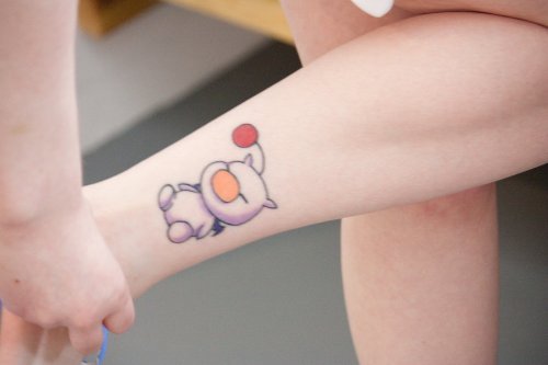 Moogle Fantasy Tattoo On Girl Leg