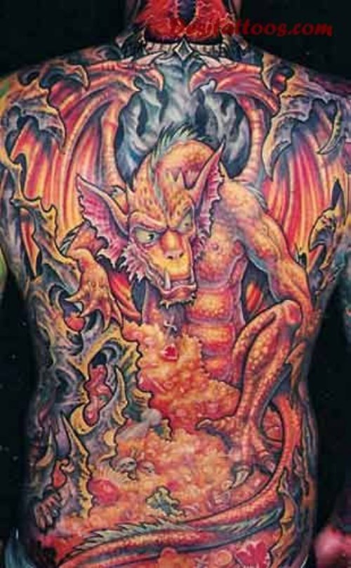 Full BAck Colored Fantasy Tattoo