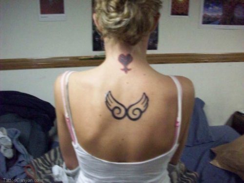 Fantasy Tattoo On Girl Upperback