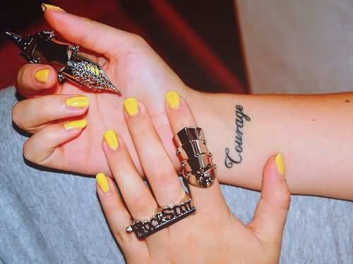 Girl Right Wrist Courage Fashion Tattoo