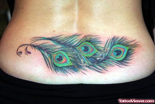 Lower Back Peacock Feather Tattoos