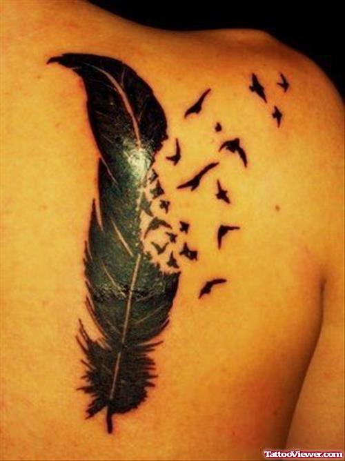 Cool Birds Flying And Feather Tattoo
