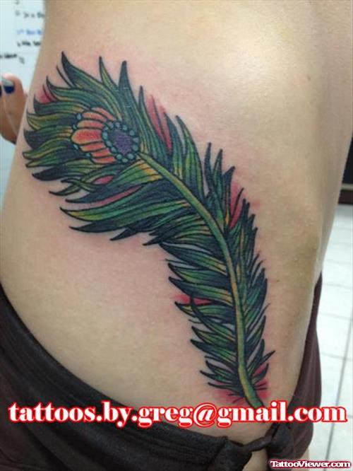 Colored Peacock Feather Tattoo