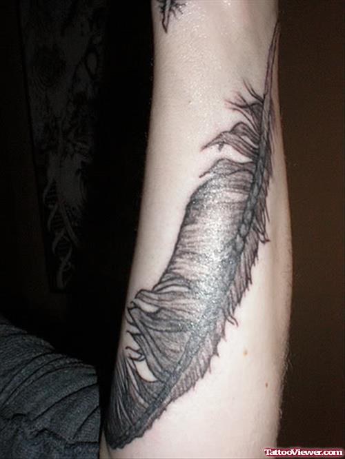 Classic Grey Feather Tattoo