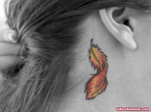 Phoenix Feather Tattoo Behind Ear