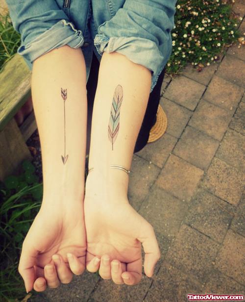 Best Arrow And Feather Tattoos On Forearms