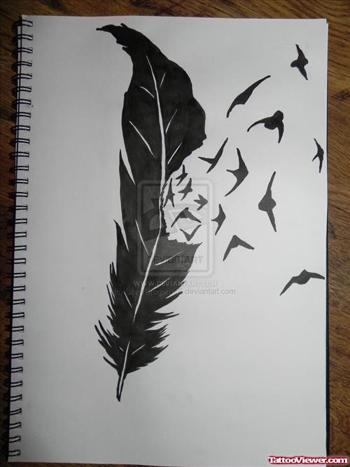 Birds And Feather Tattoo Design