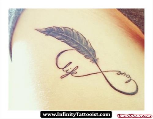 Life Infinity Feather Tattoo