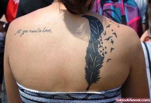 Birds Flying From Feather Tattoo On Back