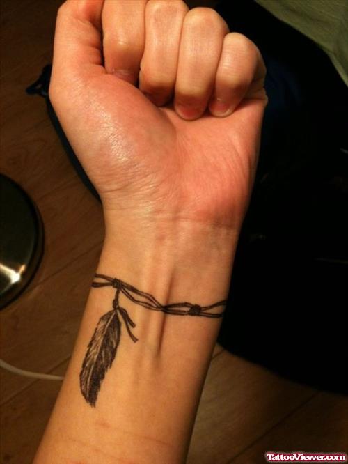 Wrist Bracelet Feather Tattoo