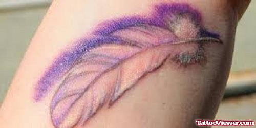 Purple Ink Feather Tattoo