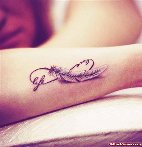 Life Feather Infinity Symbol Tattoo