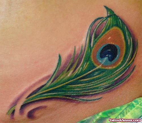 Green Peacock Feather Tattoo