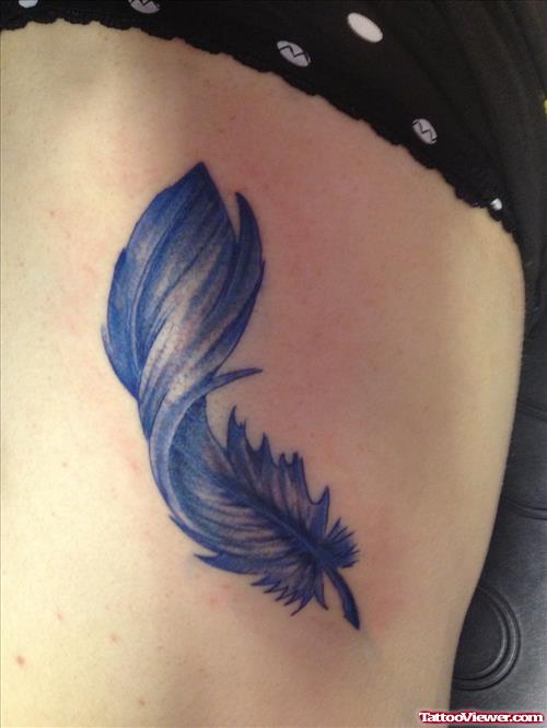 Cute Blue Feather Tattoo
