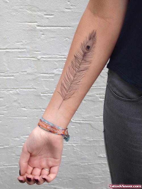 Right Forearm Peacock Feather Tattoo