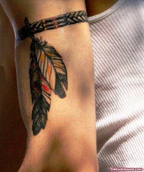 Half Sleeve Feather Tattoos