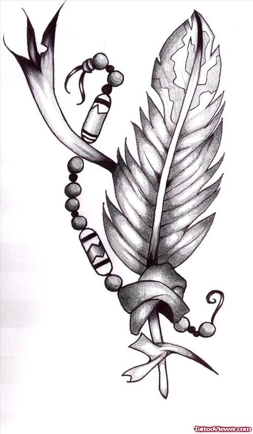 Grey Ink Feather Tattoo Design