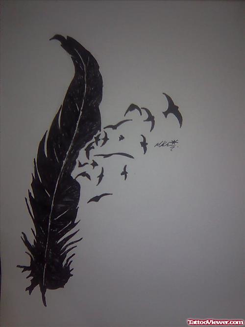 Birds Feather Tattoo Design