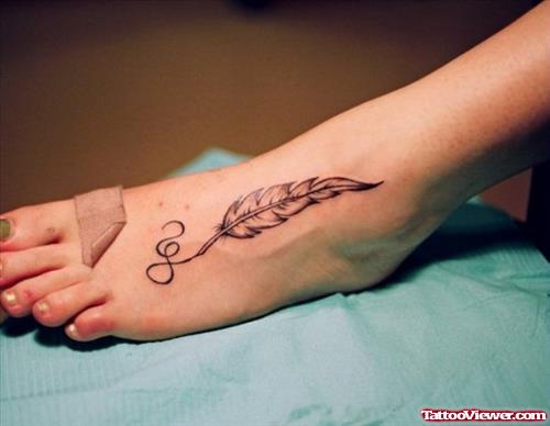 Left Foot Feather Tattoo