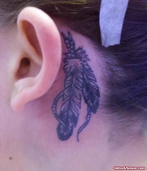 Native American Feather Tattoos Behind Ear