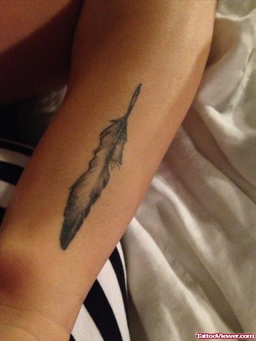 Grey Ink Feather Tattoos