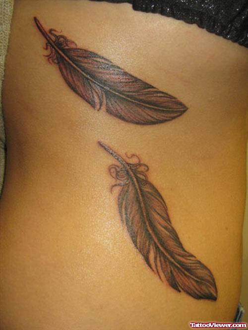 Eagle Feathers Tattoos On Side Rib