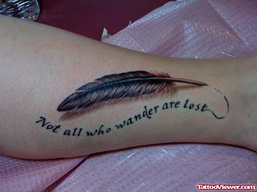 Feather Tattoos On Leg