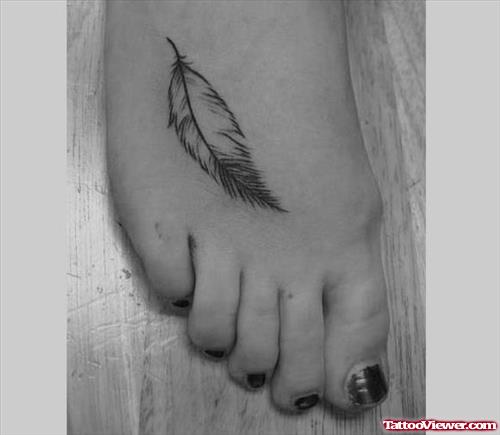 Classic Girl Right Foot Feather Tattoo