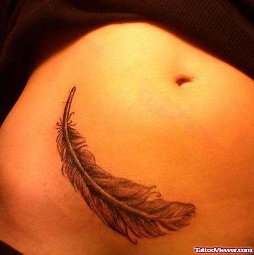 Belly Feather Tattoo
