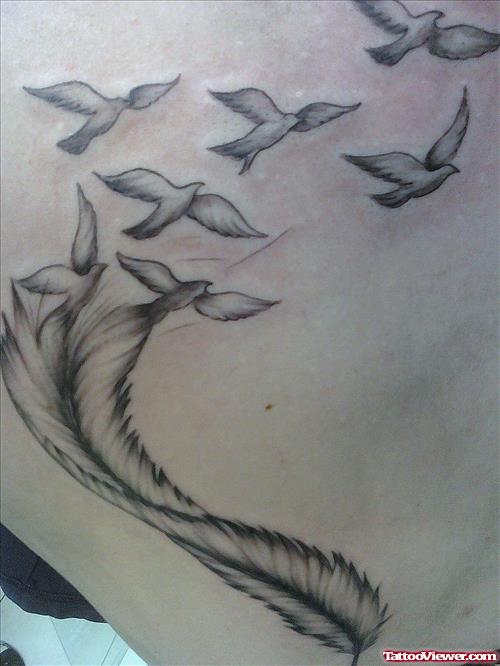 Feather and Flying Birds Tattoo
