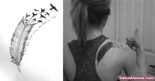 Feather And Birds Tattoos Design